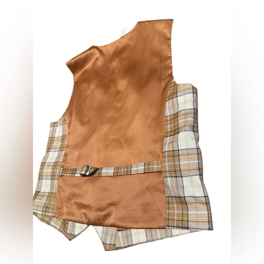 NWT Hutch Metallic Tweed Plaid Vest Size Large